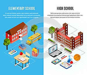 Education Isometric Banners Set