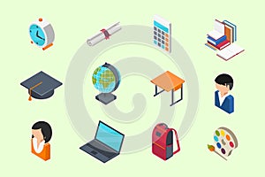 Education isometric icons