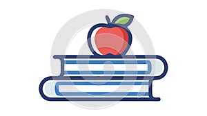 Education Knowledge Icon with Books and Apple for Learning, vector design Generative AI