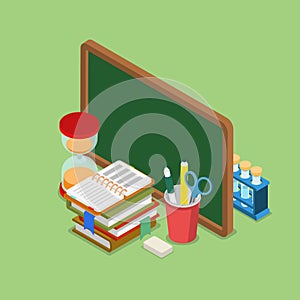 Education knowledge school college flat 3d isometric vector