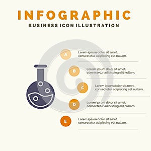 Education, Lab, Laboratory Solid Icon Infographics 5 Steps Presentation Background