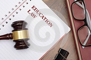 Education Law with gavel and red book