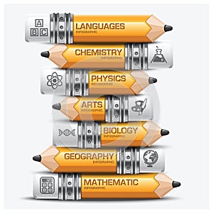 Education And Learning Pencil Of Subject Step Infographic Diagra photo