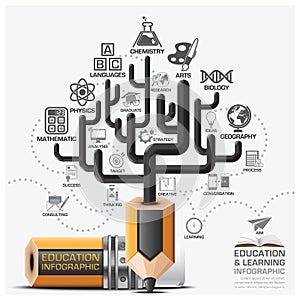 Education And Learning Step Infographic With Tree Pencil Lead Su