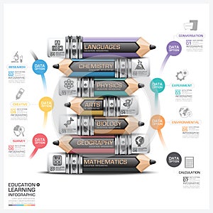 Education And Learning Subject Pencil Step Infographic Diagram photo