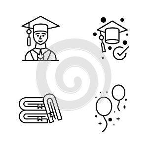 Education and Learning web icons in line style. School, university, textbook, learning. Vector illustration.