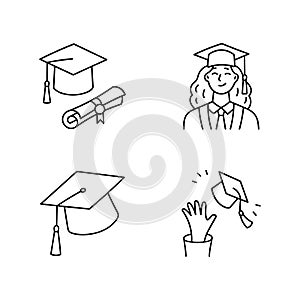 Education and Learning web icons in line style. School, university, textbook, learning. Vector illustration.