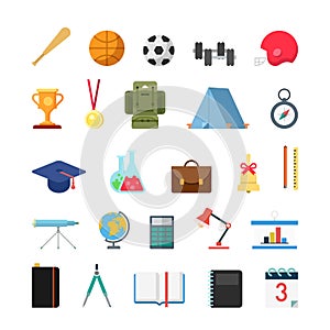 Education lifestyle sports camp infographic icons