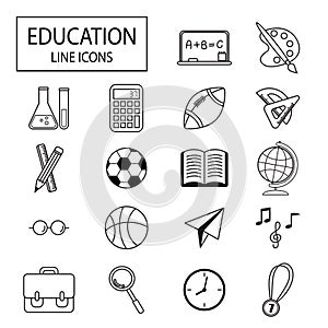 Education line icons set.