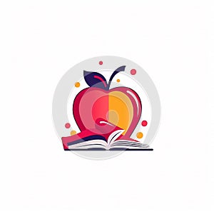 Education logo with book and apple