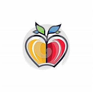 Education logo with book and apple