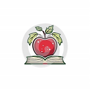 Education logo with book and apple