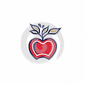 Education logo with book and apple