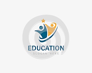 education logo creative people family abstract design concept people active