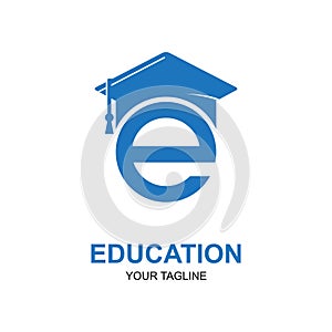 Education logo design with bachelor cap and book concept with creative idea