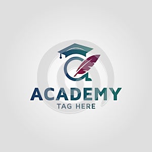 Education logo design, letter A vector design template