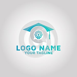 Education logo with Tec icon bulb and cap letter Q vector template