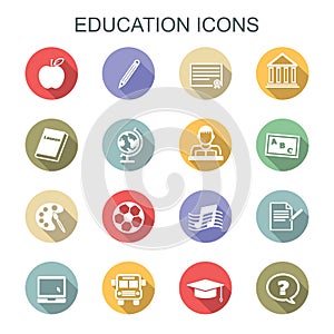 Education long shadow icons