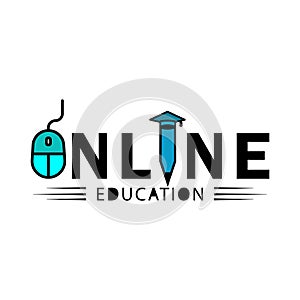 Education online flat icon with writ. Design vector