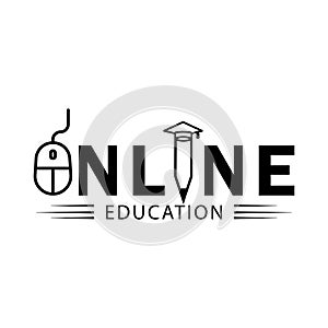 Education online icon with writ. Design vector photo