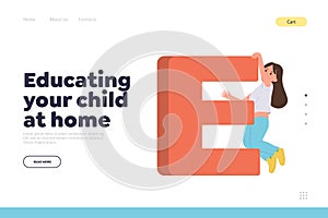 Education online service landing page design template providing preschooler development classes