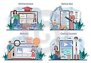 IT education online service or platform set. Students learn programming
