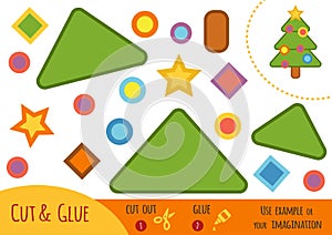 Education paper game for children, Christmas tree