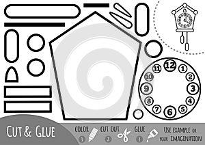 Education paper game for children, Cuckoo-clock