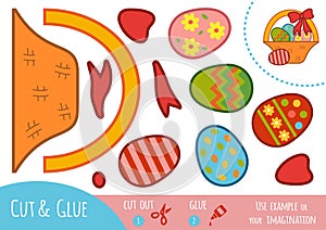 Education paper game for children, Easter basket