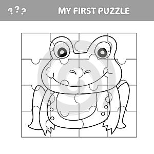 Education paper game for children, Frog. Use parts to create the image.