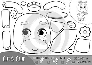 Education paper game for children, Hippo and cake