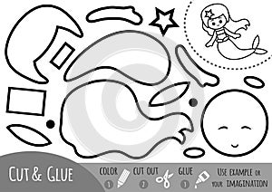 Education paper game for children, Mermaid