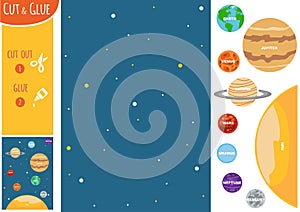 Education paper game for children, Solar system planets