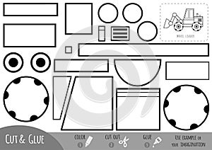 Education paper game, Wheel loader. Use scissors and glue to create the image