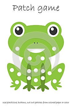 Education Patch game frog for children to develop motor skills, use plasticine patches, buttons, colored paper or color the page,