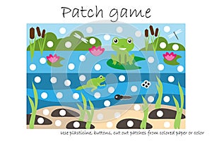 Education Patch game pond for children to develop motor skills, use plasticine patches, buttons, colored paper or color the page,