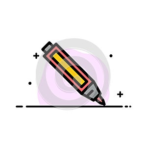 Education, Pen, Pencil  Business Flat Line Filled Icon Vector Banner Template