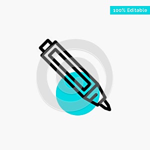 Education, Pen, Pencil turquoise highlight circle point Vector icon