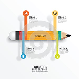 Vzdělání tužka infografiky tvůrčí šablona. vektor 