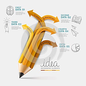 Education pencil Infographics step option.