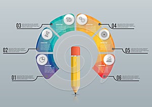 Education pencil option Infographics design template.