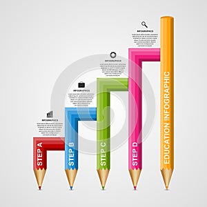 Education pencil option Infographics design template.