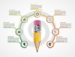 Education pencil option Infographics design template.