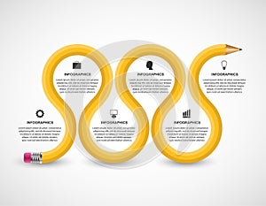 Education pencil option Infographics design template.