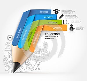 Education pencil staircase Infographics option.