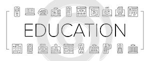 education platform edtech icons set vector
