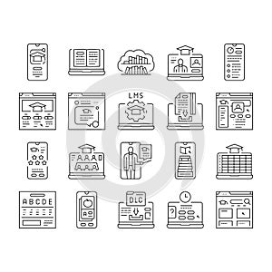 education platform edtech icons set vector