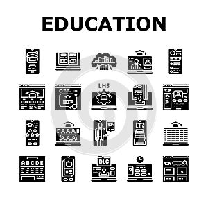 education platform edtech icons set vector