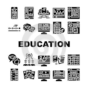 education platform elearning icons set vector