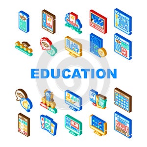 education platform elearning icons set vector